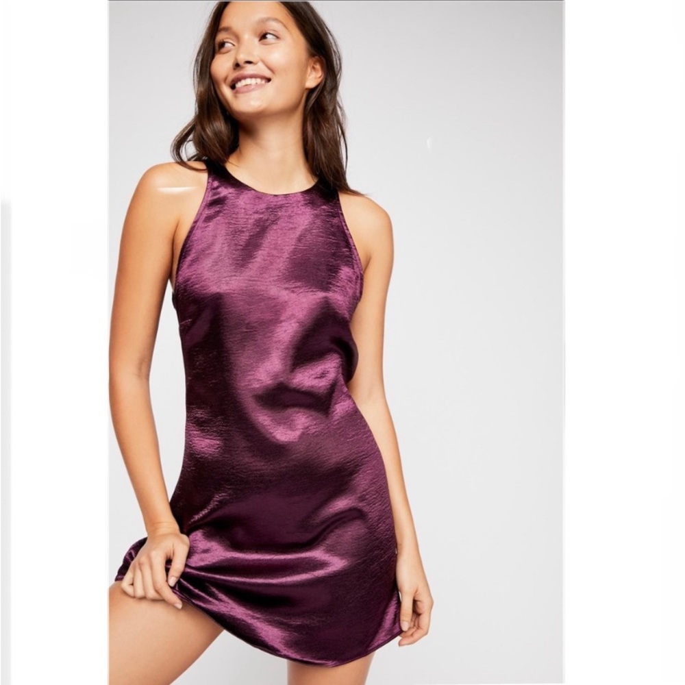 Free People After Hours Slip Mini in Purple Small